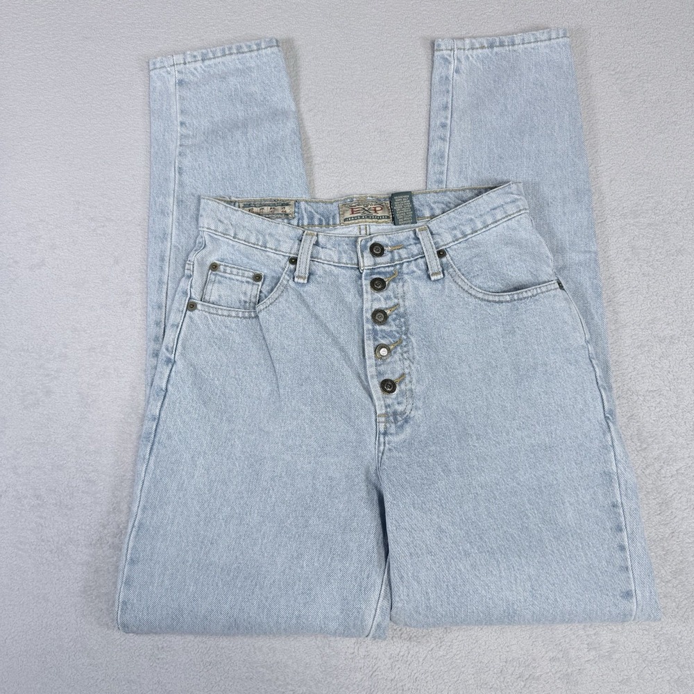 Vintage Express EXP Jeans Womens 9/10 Light Wash High Rise Tapered Mom USA